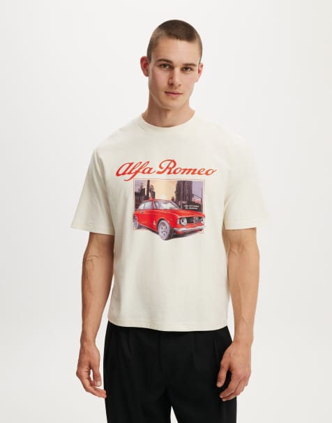 Cotton On Cropped fit alfa romeo t-shirt in off-white - view 1