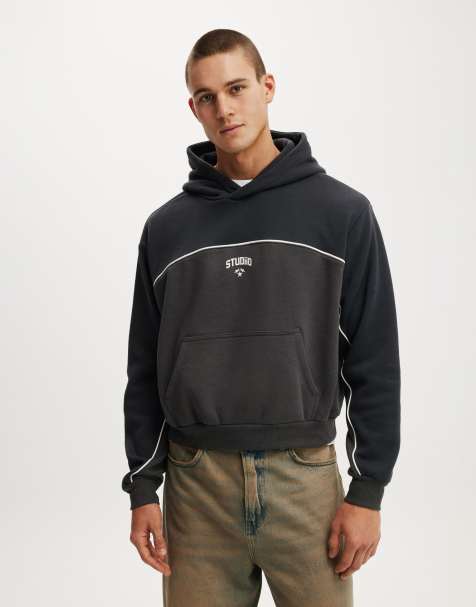 Cotton On Cropped fit graphic hoodie in black