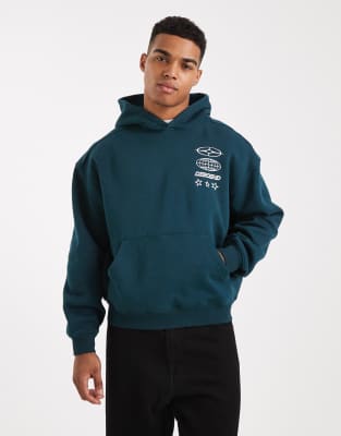 Cotton On Cropped Fit Graphic Hoodie In Green