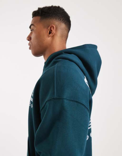 Cotton On cropped fit graphic hoodie in deap sea teal, 4 of 5