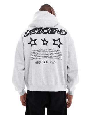 Cotton On Cropped Fit Graphic Hoodie In Gray