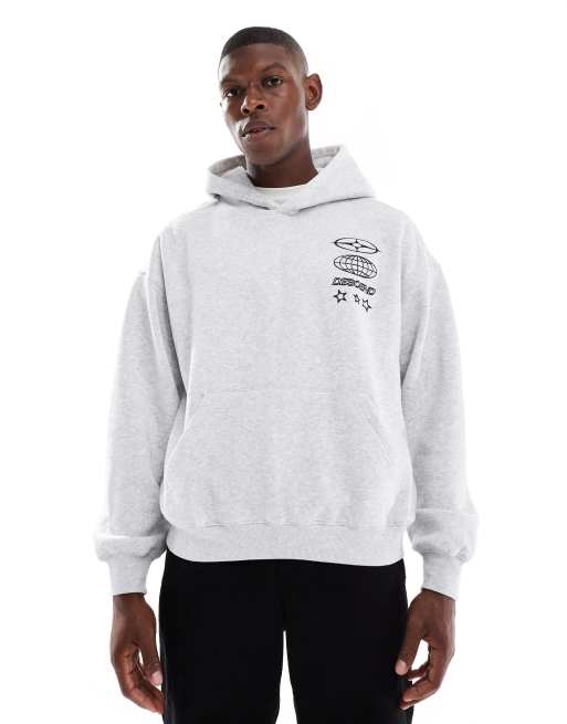 Cotton On cropped fit graphic hoodie in grey marle, 3 of 5