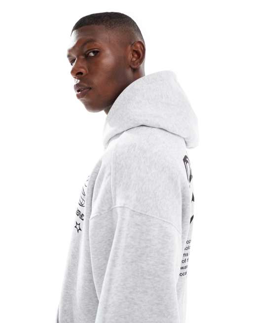 Cotton On cropped fit graphic hoodie in grey marle, 4 of 5