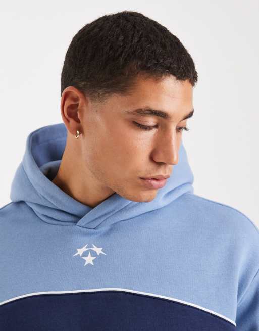 Cotton On cropped fit graphic panel hoodie in blue, 5 of 5