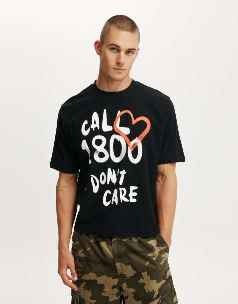 Cotton On Cropped fit graphic t-shirt in black/i dont care 