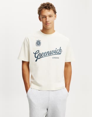 Cotton On Cropped fit graphic t-shirt in off-white  