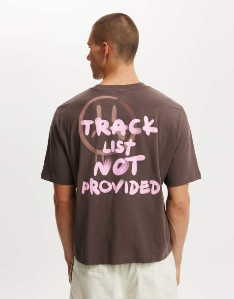 Cotton On Cropped fit graphic t-shirt in washed chocolate/tracklist - view 1