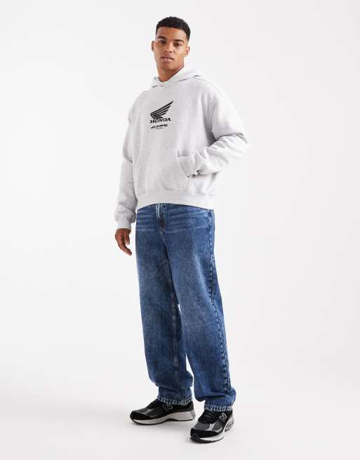 Cotton On Cropped fit honda jt racing hoodie in grey, 2 of 5