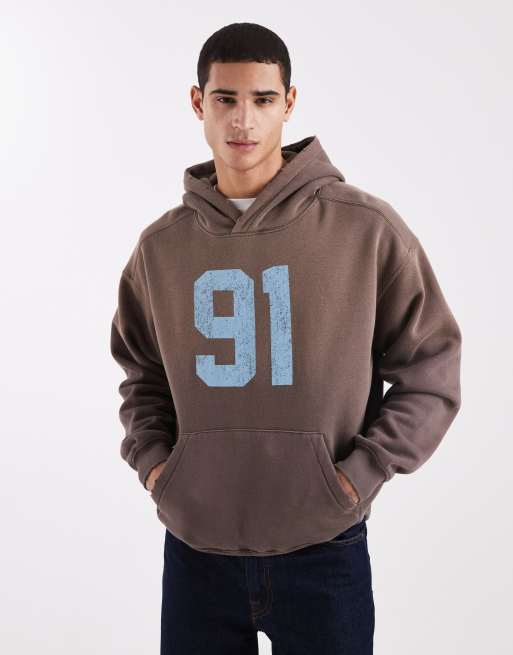 Cotton On - Cropped fit hoodie met print in bruin, 3 van 5