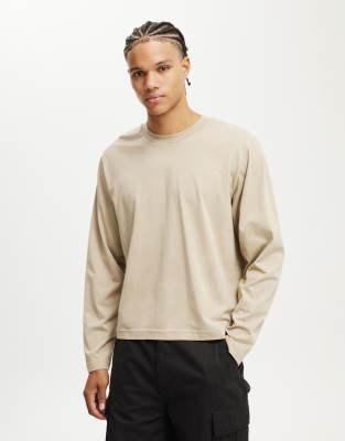 Cotton On Cropped fit long sleeve in gravel stone-Neutral