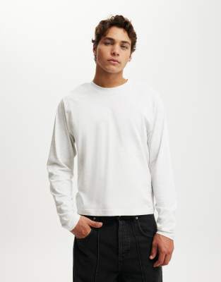 Cotton On cropped fit long sleeve T-shirt in white heather