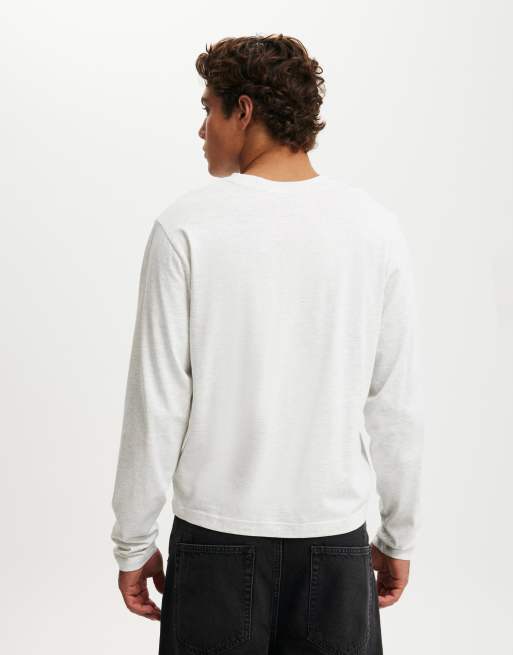 Cotton On cropped fit long sleeve T-shirt in white heather