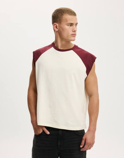 Cotton On Cropped fit muscle in burgundy
