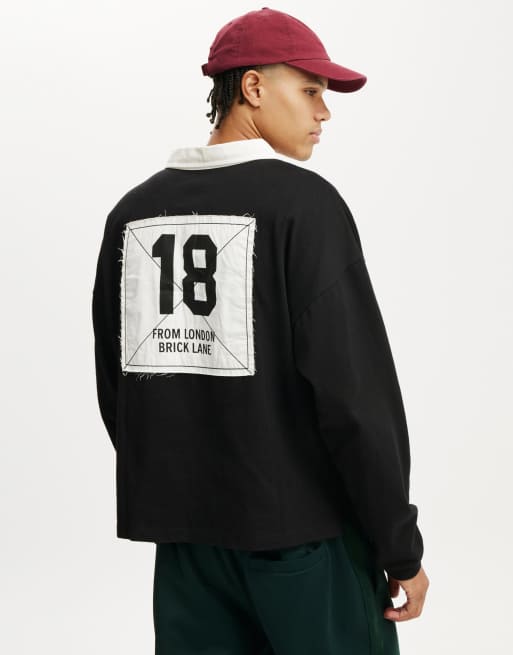 Cotton On Cropped fit rugby polo in black - BLACK