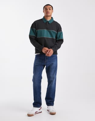 Cotton On Cropped Fit Rugby Polo In Black