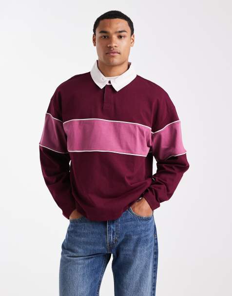 Cotton On Cropped fit rugby polo in burgundy