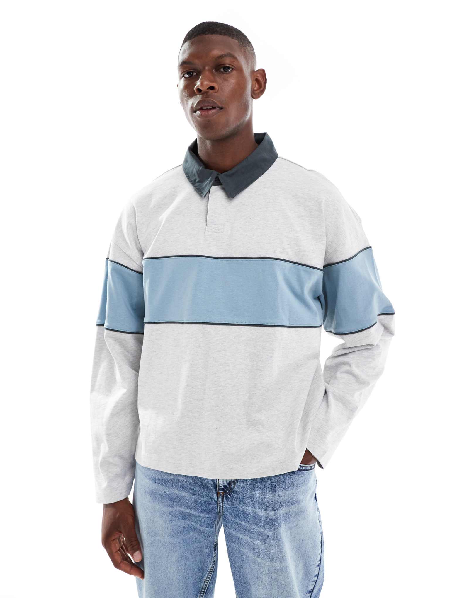 Укороченная рубашка-поло для регби из хлопка белого цвета