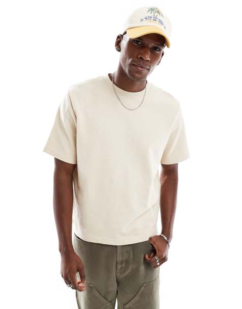 Cotton On – Cropped Fit T-Shirt in Ecru aus Terry - view 1