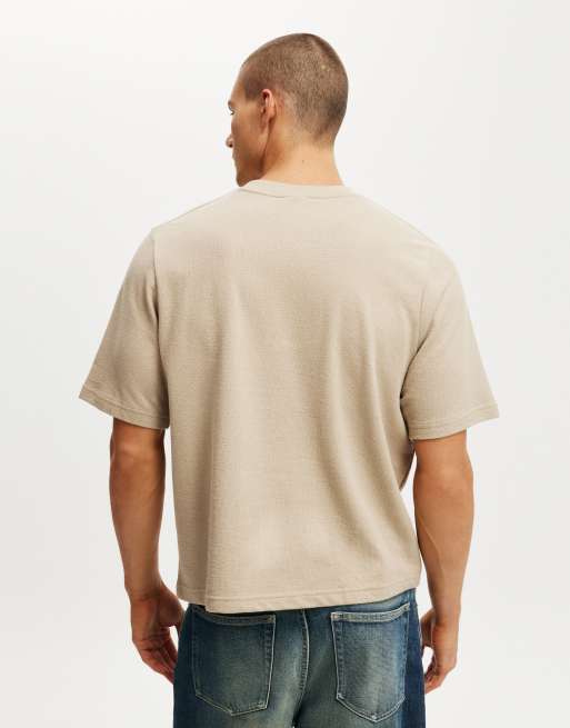 Cotton On Cropped fit t-shirt in gravel stone terry  , 4 of 4