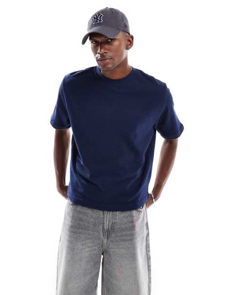 Cotton On cropped fit t-shirt in indigo terry - view 1
