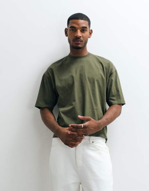 Cotton On cropped fit T-shirt in khaki, 4 of 5