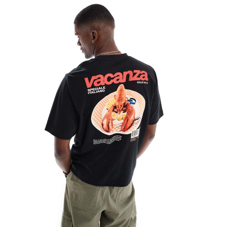 Cotton On cropped fit t-shirt with Vacanza graphic in black
