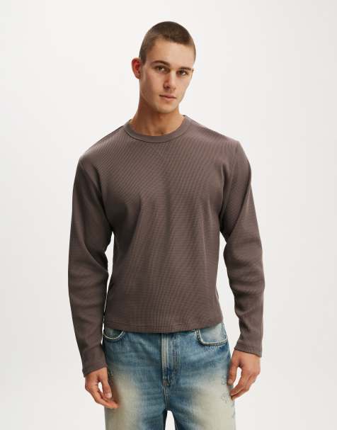 Cotton On Cropped fit textured long sleeve in brown - view 1