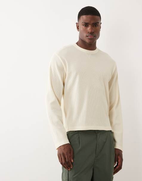 Cotton On cropped fit textured long sleeve top in creampuff - view 1