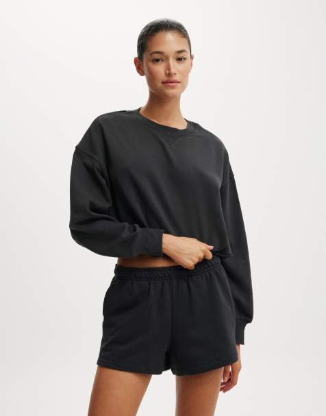 Cotton On Cropped fleece sweatshirt in charcoal - view 1