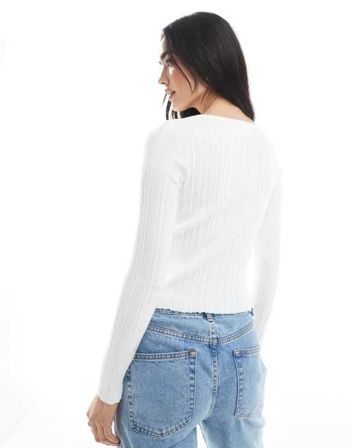 Cotton On - Cropped geribbeld vest in wit, 2 van 4