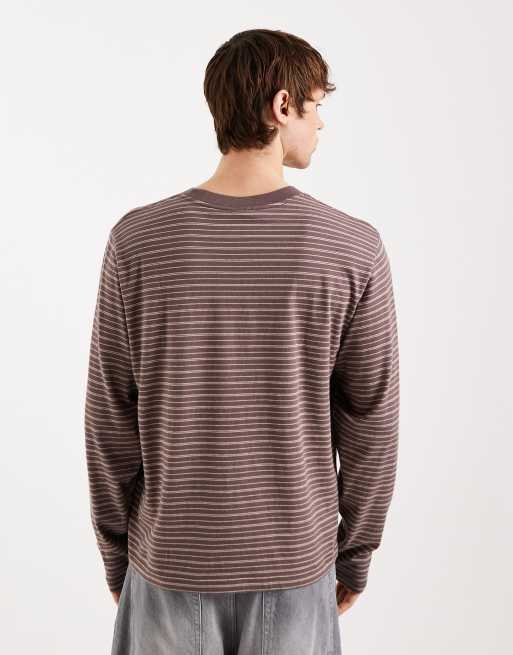 Cotton On - Cropped gestreept T-shirt met lange mouwen in bruin, 3 van 5