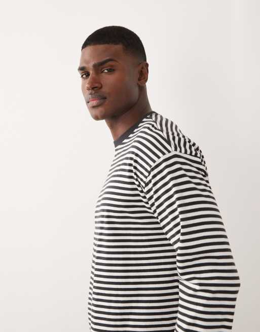 Cotton On - Cropped gestreepte top met lange mouwen in zwart en wit, 4 van 5