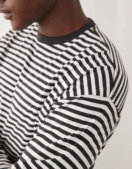 Cotton On - Cropped gestreepte top met lange mouwen in zwart en wit, 5 van 5