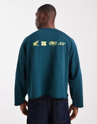 Cotton On Cotton On Cropped honda jt racing crew fleece in green