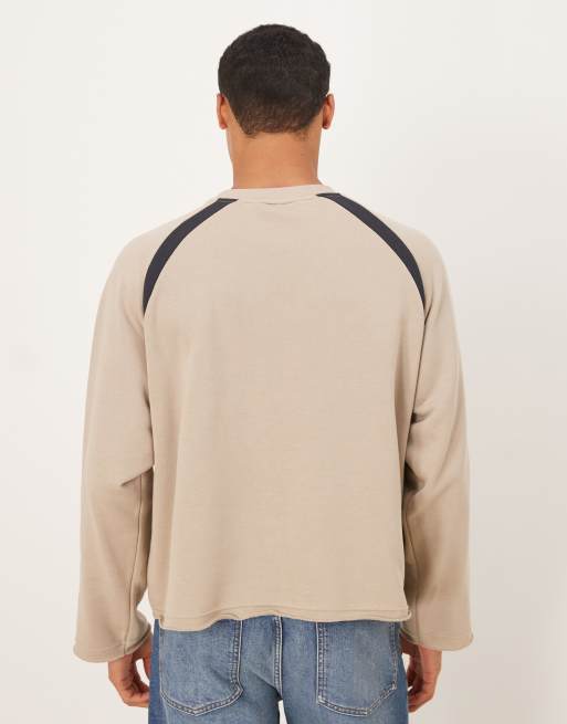 Cotton On Cropped honda jt racing crew fleece in khaki, 4 of 5