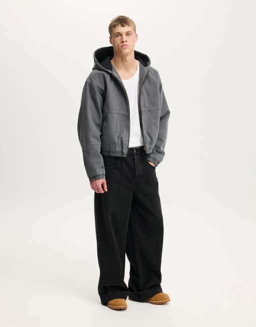 Cotton:On Cropped hooded bomber in black