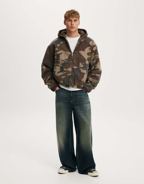 Cotton On Cropped hooded bomber in brown camo - view 1