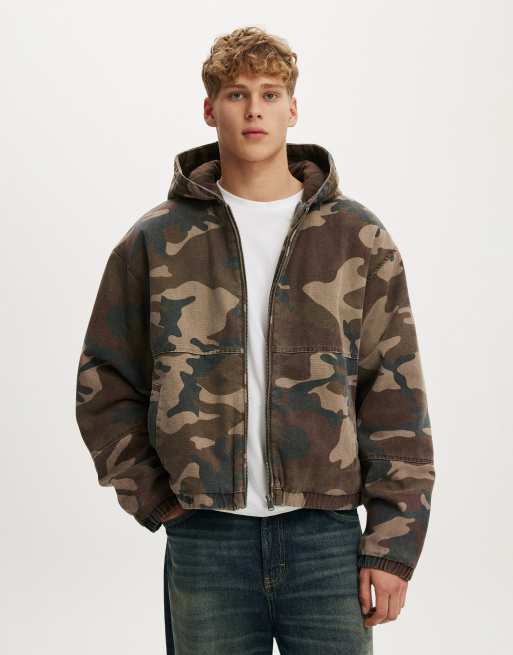 Cotton On Cropped hooded bomber in brown camo, 2 of 4