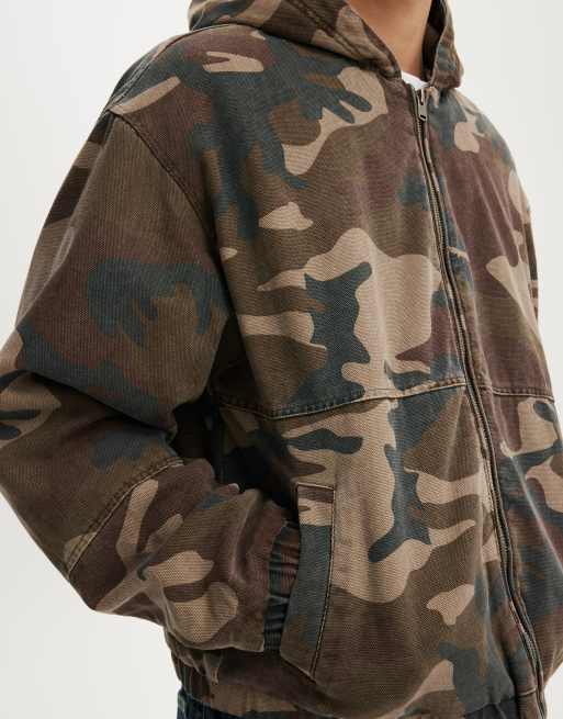 Cotton On Cropped hooded bomber in brown camo, 3 of 4