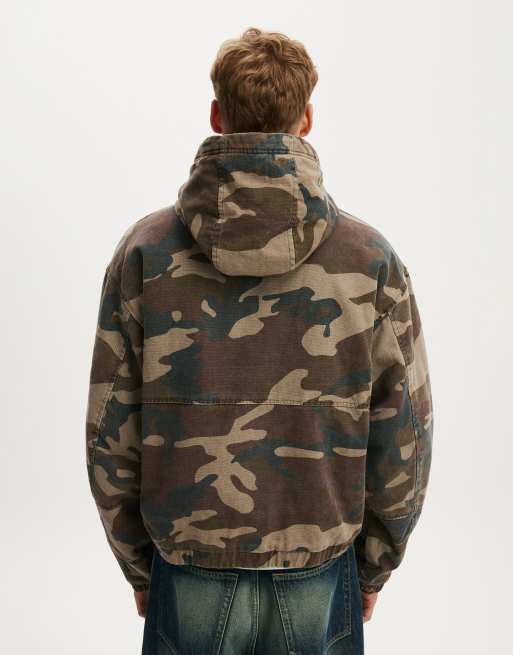Cotton On Cropped hooded bomber in brown camo, 4 of 4