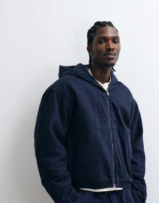 Cotton On Cropped Hooded Bomber In Blue