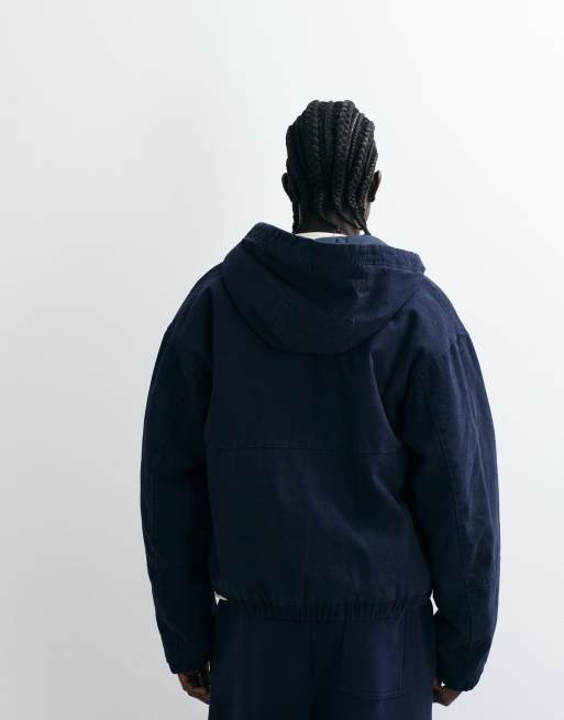 Cotton On cropped hooded bomber in washed indigo, 4 of 5