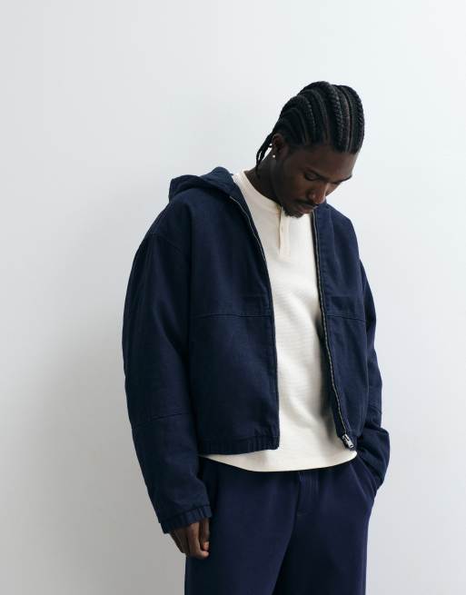 Cotton On cropped hooded bomber in washed indigo, 5 of 5