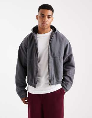 Cotton On Cropped Hooded Bomber Jacket In Black