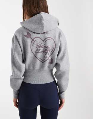Cotton On Cropped Knit Zip Up Hoodie In Gray