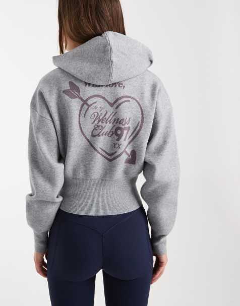 Cotton On cropped knit zip up hoodie in light gray - view 1