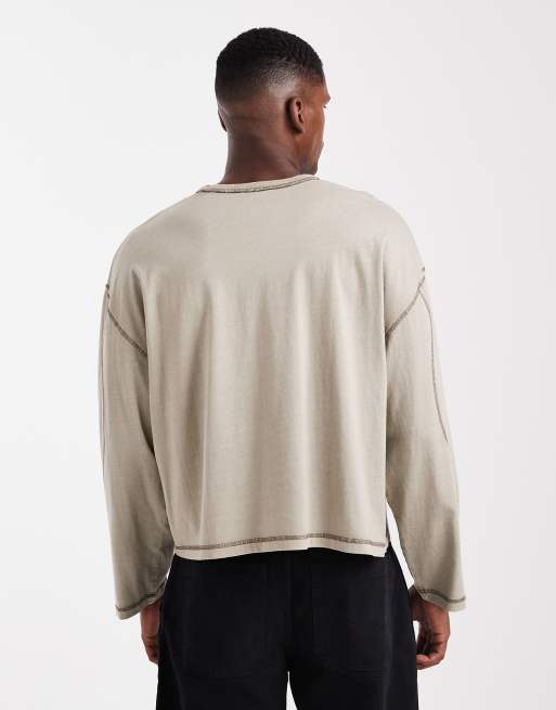 Cotton On cropped long sleeved graphic T-shirt in off white