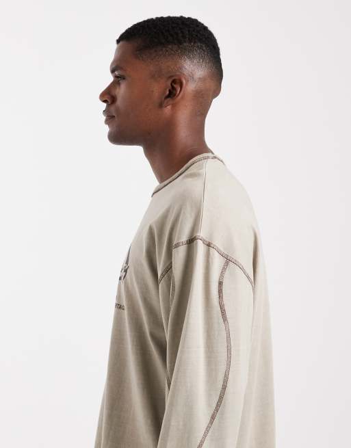 Cotton On cropped long sleeved graphic T-shirt in off white