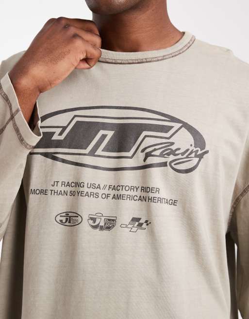 Cotton On cropped long sleeved graphic T-shirt in off white