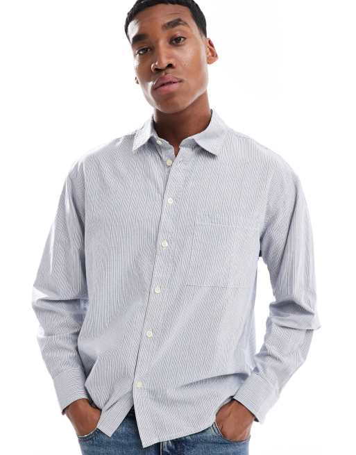 Cotton On Cropped oxford long sleeve shirt in blue